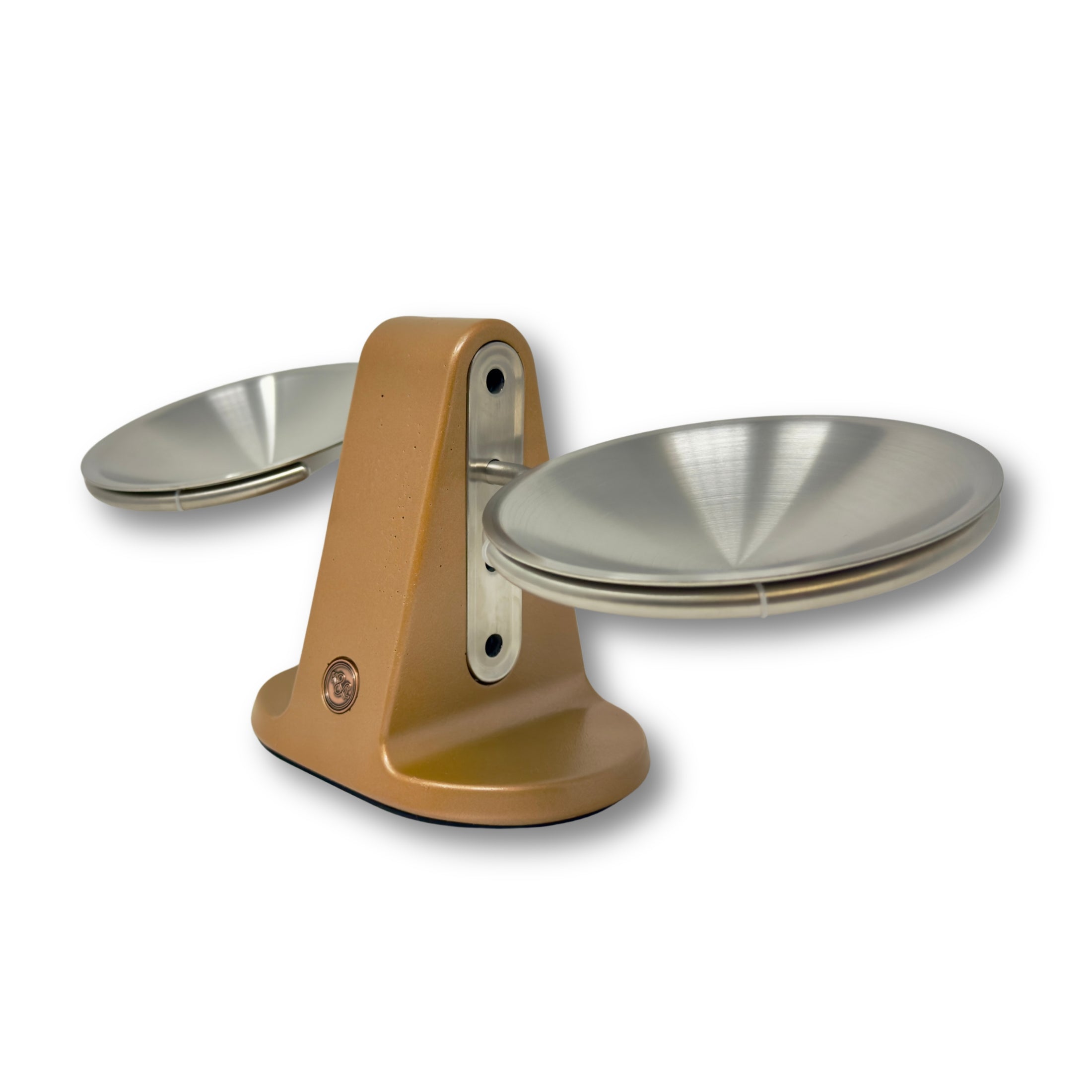 Dine Height Adjustable Cat Food Bowl Copper and Silver