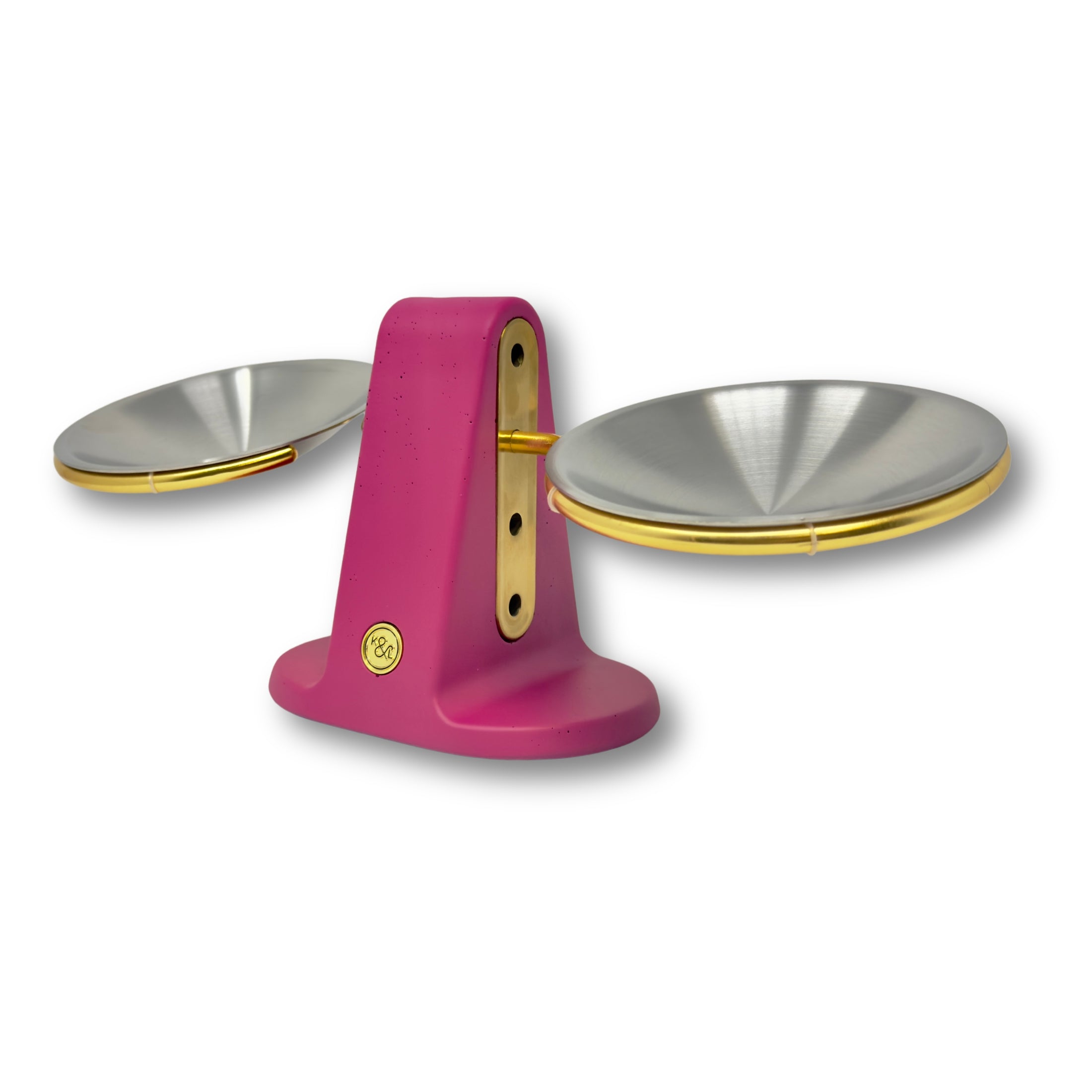 Dine Height Adjustable Cat Food Bowl Magenta and Gold