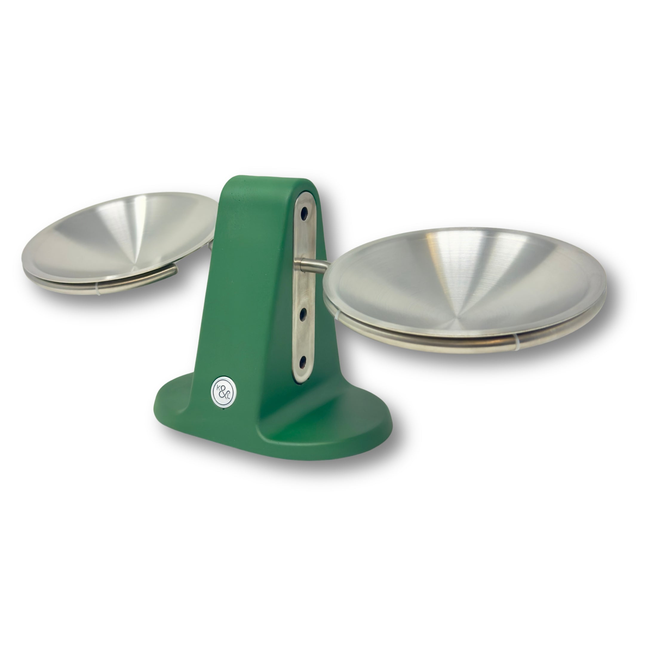 Dine Height Adjustable Cat Food Bowl Racing Green and Silver