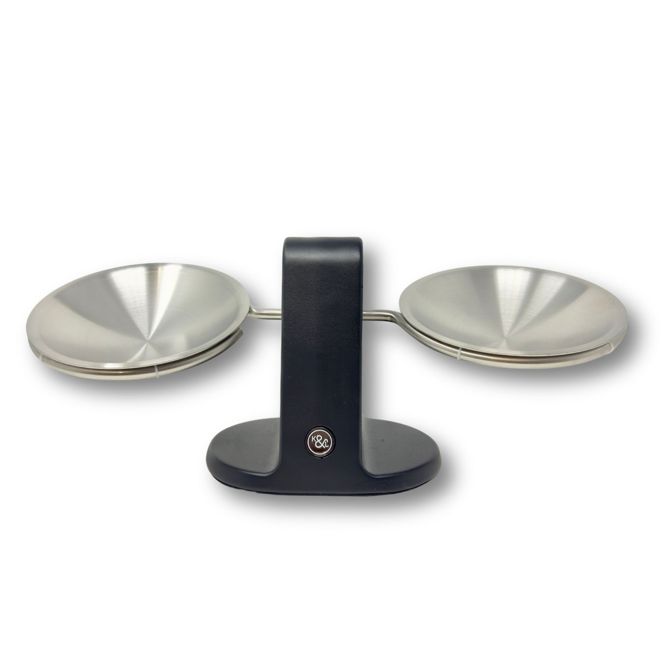 Dine Height Adjustable Cat Food Bowl Black and Silver