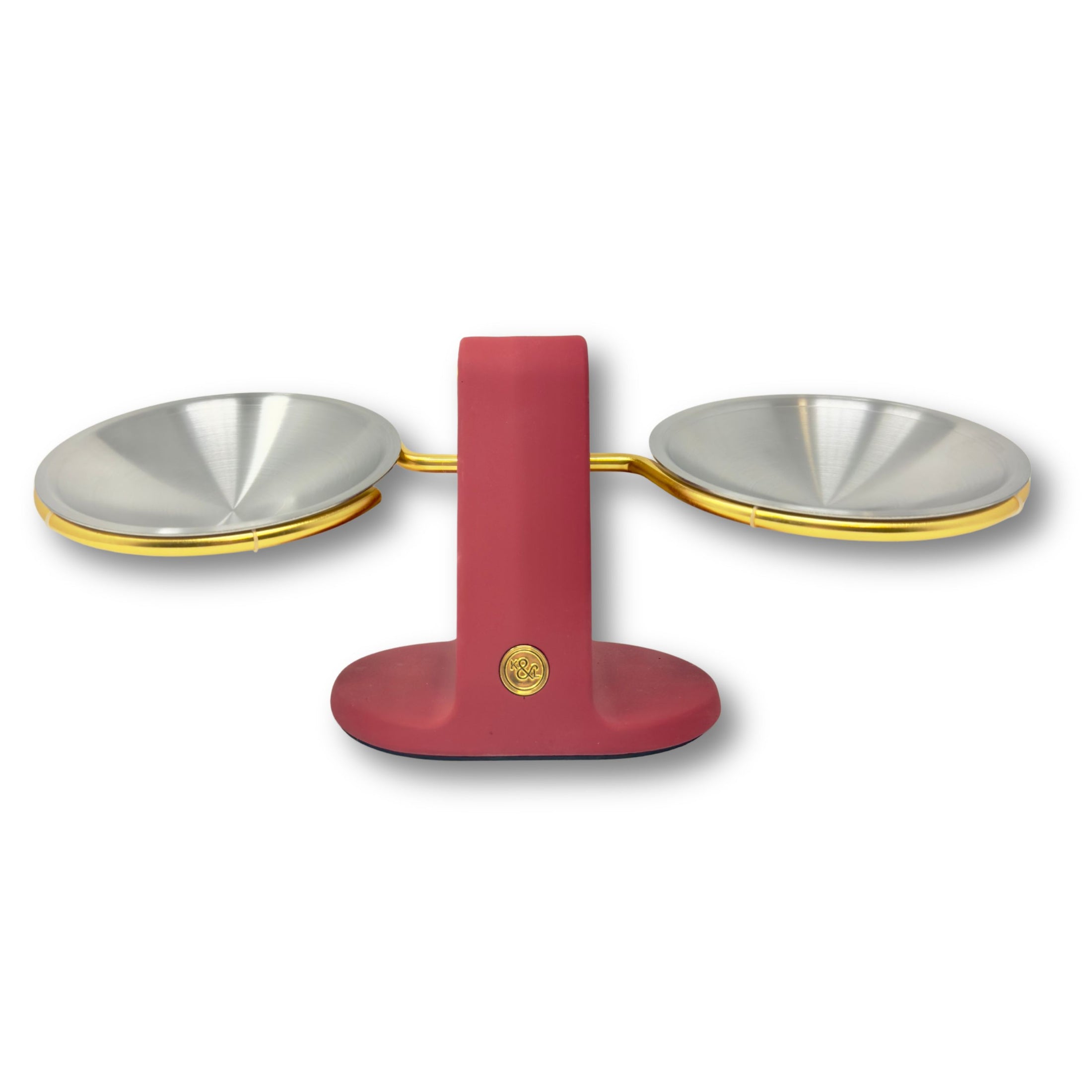 Dine Height Adjustable Cat Food Bowl Ruby Red and Gold