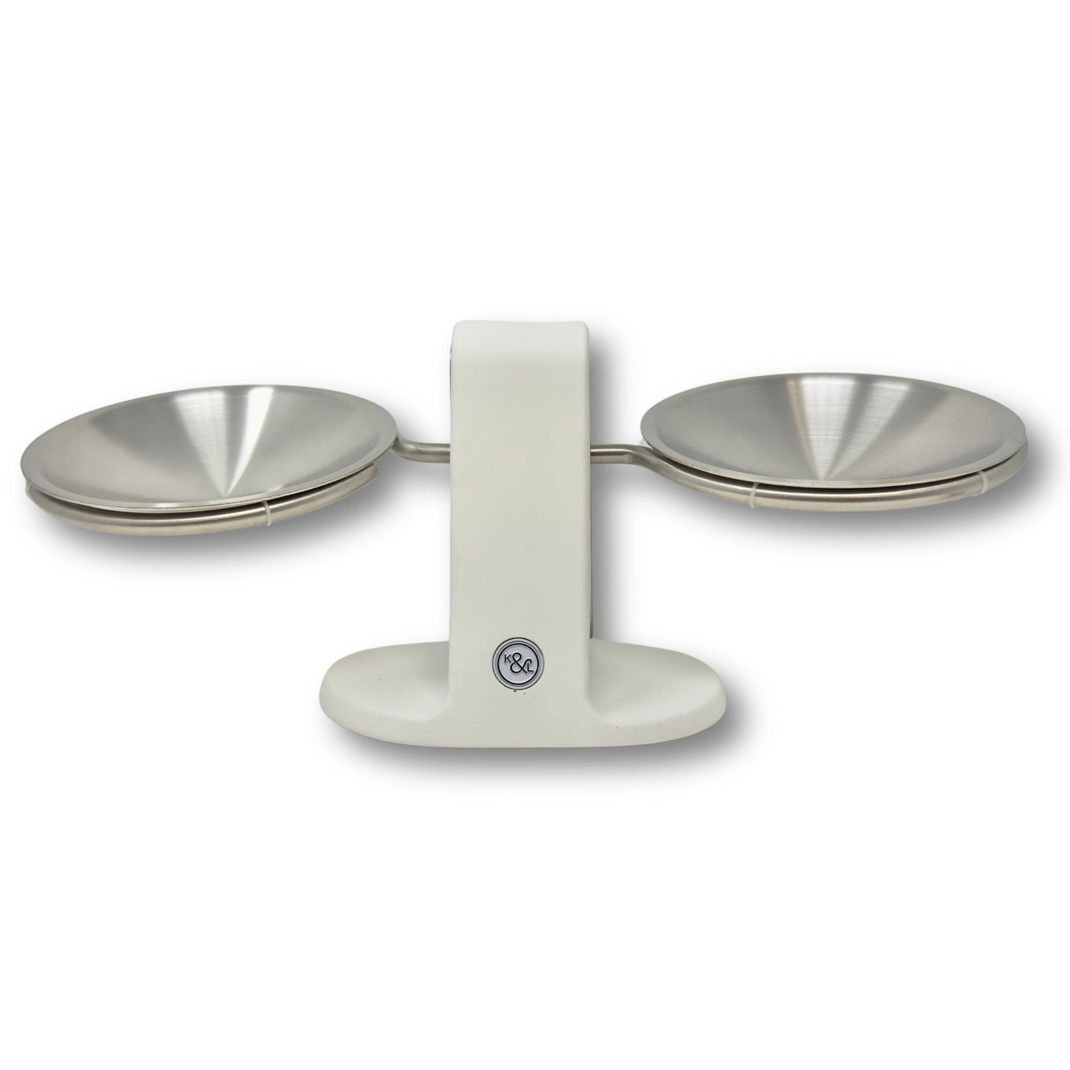 Dine Height Adjustable Cat Food Bowl White and Silver
