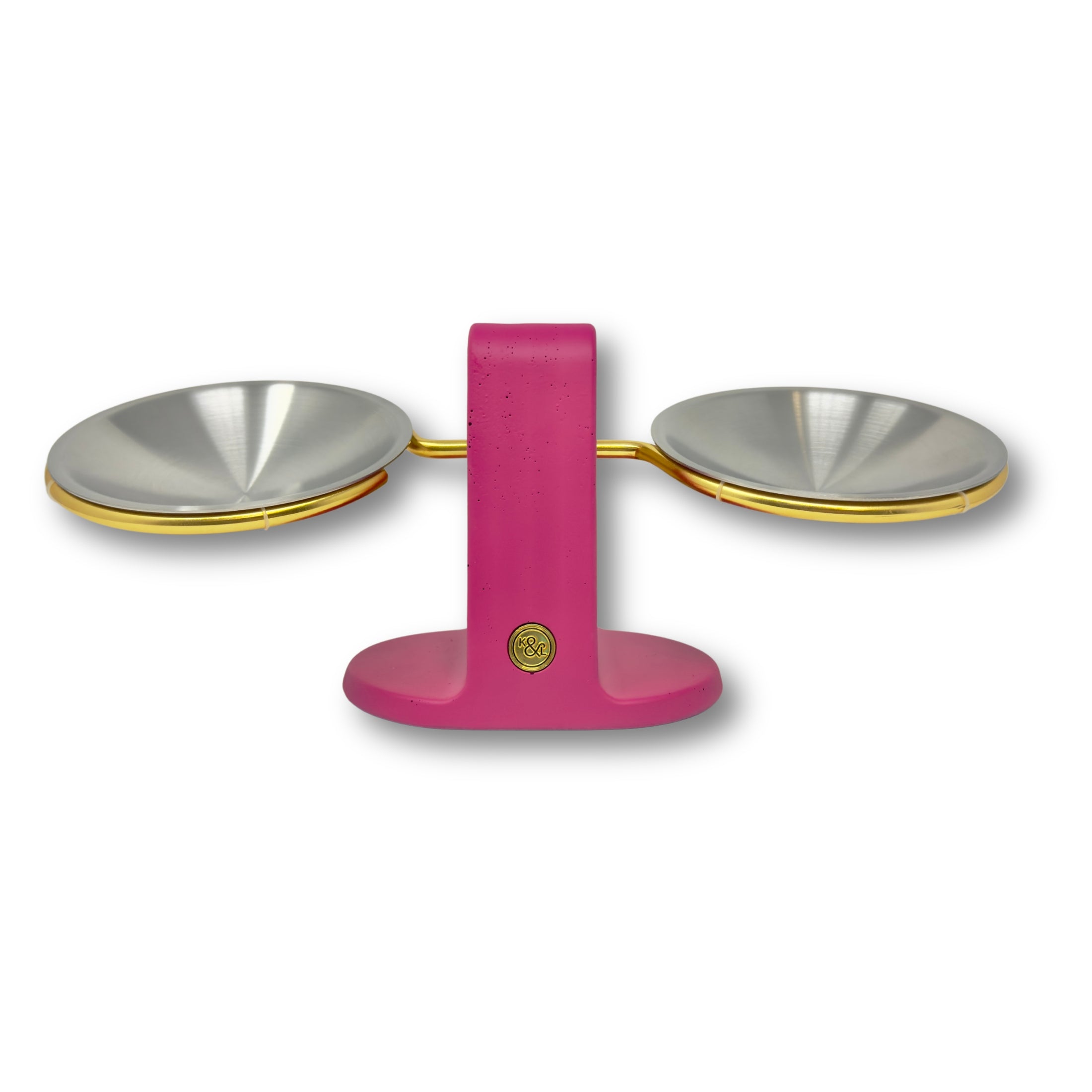 Dine Height Adjustable Cat Food Bowl Magenta and Gold