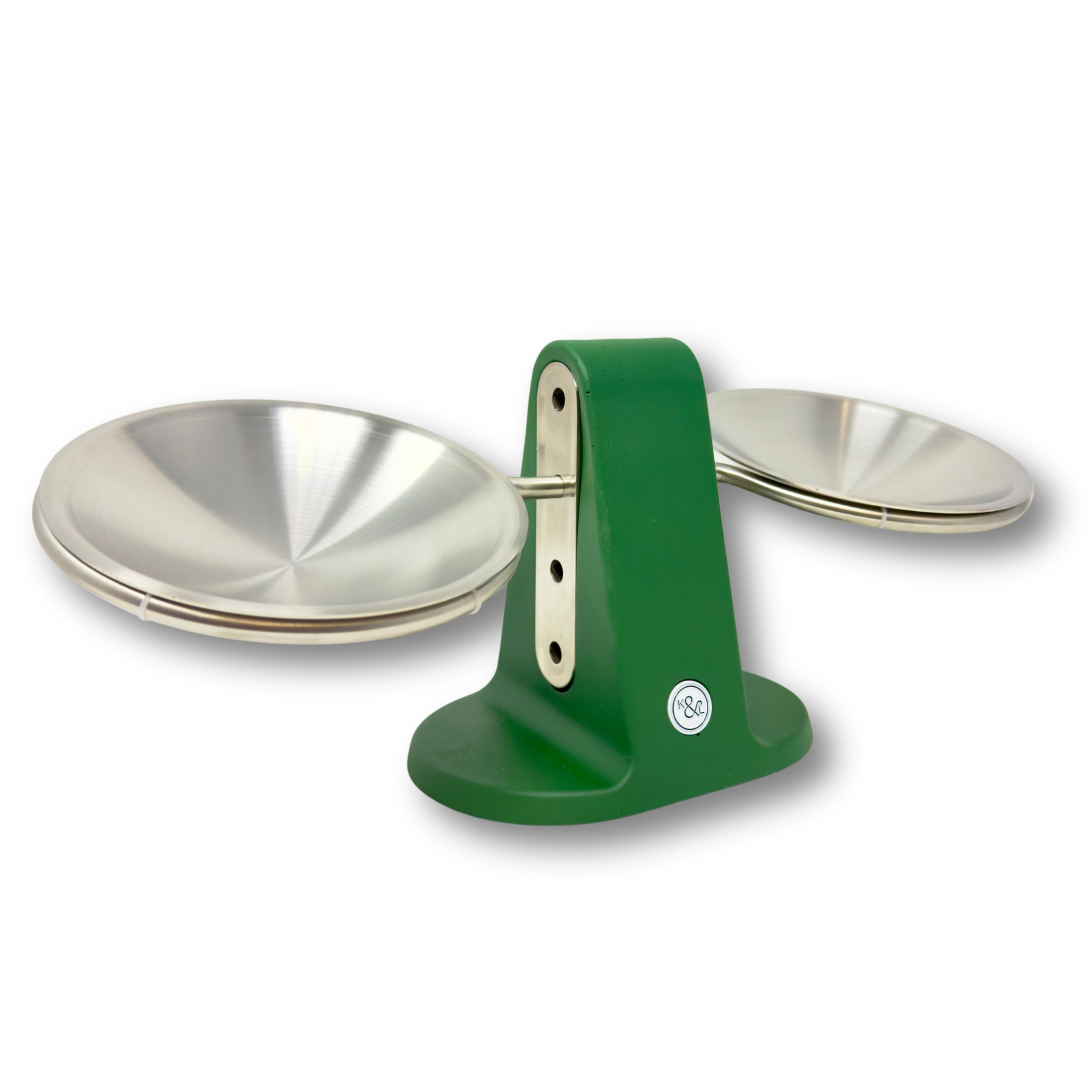 Dine Height Adjustable Cat Food Bowl Racing Green and Silver
